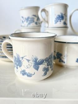 Ensemble de café vintage de Staffordshire Potteries décor bleu raisin années 1970
