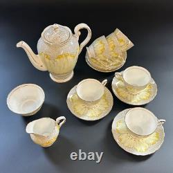 Ensemble de café vintage en fleurs de lotus jaunes toscanes