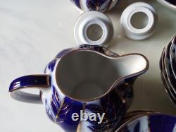 Ensemble de café vintage en porcelaine Lomonosov pour 6 (22) Nuit d'hiver 22k or