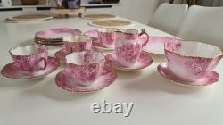 Ensemble de café vintage en porcelaine SHELLEY WILEMAN Pâquerette rose 8644 pour 4 personnes Ensemble de café vintage en porcelaine SHELLEY WILEMAN Pâquerette rose 8644 pour 4 personnes