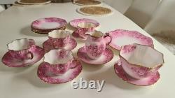 Ensemble de café vintage en porcelaine SHELLEY WILEMAN Pâquerette rose 8644 pour 4 personnes