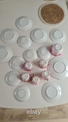 Ensemble de café vintage en porcelaine SHELLEY WILEMAN Pâquerette rose 8644 pour 4 personnes