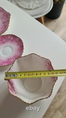 Ensemble de café vintage en porcelaine SHELLEY WILEMAN Pâquerette rose 8644 pour 4 personnes