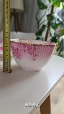 Ensemble de café vintage en porcelaine SHELLEY WILEMAN Pâquerette rose 8644 pour 4 personnes