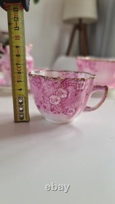 Ensemble de café vintage en porcelaine SHELLEY WILEMAN Pâquerette rose 8644 pour 4 personnes