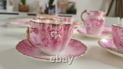 Ensemble de café vintage en porcelaine SHELLEY WILEMAN Pâquerette rose 8644 pour 4 personnes