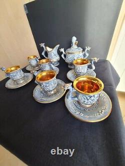 Ensemble de café vintage original rare pour 6 personnes. De la marque Capodimonte.