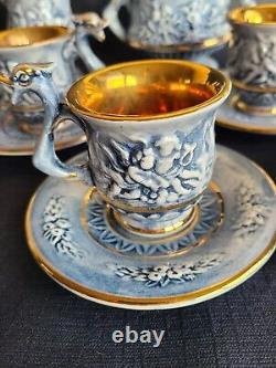 Ensemble de café vintage original rare pour 6 personnes. De la marque Capodimonte.