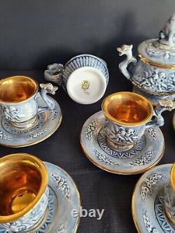 Ensemble de café vintage original rare pour 6 personnes. De la marque Capodimonte.