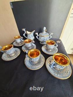 Ensemble de café vintage original rare pour 6 personnes. De la marque Capodimonte.