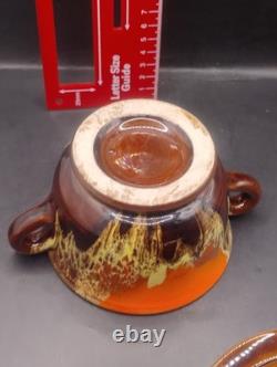 Ensemble de café vintage style Vallauris français, pot, cruche, sucre, 4 tasses et soucoupes Rfbx60