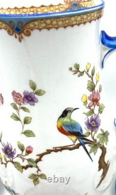 Ensemble de cafetière 6 tasses et soucoupes Aynsley Pembroke vintage en porcelaine fine en très bon état