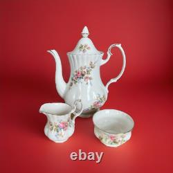 Ensemble de cafetière Royal Albert Moss Rose 4 pièces vintage vers 1956
