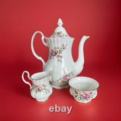 Ensemble de cafetière Royal Albert Moss Rose 4 pièces vintage vers 1956