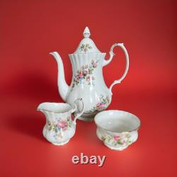 Ensemble de cafetière Royal Albert Moss Rose 4 pièces vintage vers 1956