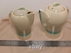 Ensemble de cafetière Susie Cooper Kestrel vert gris Art Déco vintage Crownworks rare