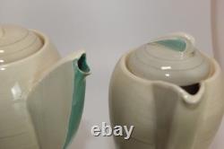 Ensemble de cafetière Susie Cooper Kestrel vert gris Art Déco vintage Crownworks rare