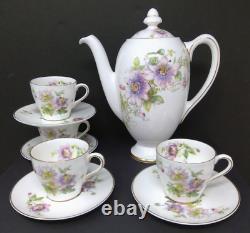 Ensemble de cafetière et 4 soucoupes Vintage Royal Doulton Passion Flower