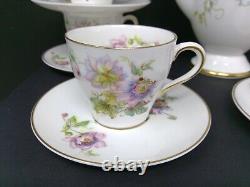 Ensemble de cafetière et 4 soucoupes Vintage Royal Doulton Passion Flower