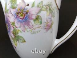 Ensemble de cafetière et 4 soucoupes Vintage Royal Doulton Passion Flower
