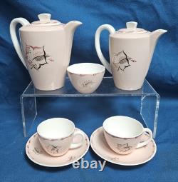 Ensemble de cafetière vintage Poole Truda Carter peint à la main des années 1950