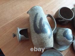 Ensemble de cafetière vintage des années 1970 signé Dennis Lucas HASTINGS POTTERY