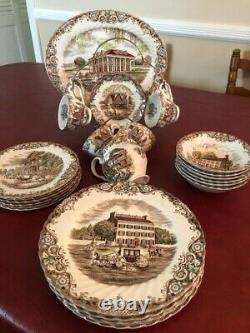 Ensemble de dîner et café en fer blanc multicolore vintage Heritage Hall de 29 pièces