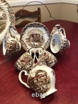 Ensemble de dîner et café en fer blanc multicolore vintage Heritage Hall de 29 pièces