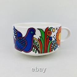 Ensemble de quatre tasses à café plates et soucoupes VTG Villeroy & Boch ACAPULCO estampillées bleues MCM