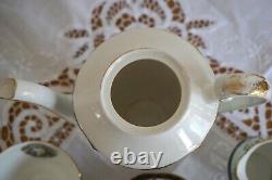 Ensemble de service à café en porcelaine fine vintage avec cafetière, 4 tasses, 11 pièces