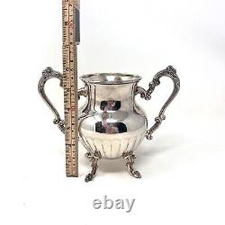 Ensemble de service à café et thé en argenté vintage de Kent Silversmith avec pot à café, crémier, sucrier et plateau.