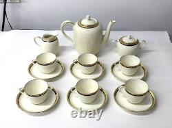 Ensemble de service à thé et café en porcelaine vintage Richard Ginori avec garniture dorée et bleue