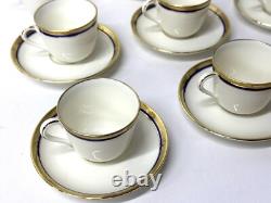 Ensemble de service à thé et café en porcelaine vintage Richard Ginori avec garniture dorée et bleue