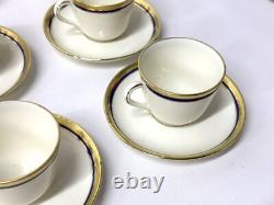 Ensemble de service à thé et café en porcelaine vintage Richard Ginori avec garniture dorée et bleue