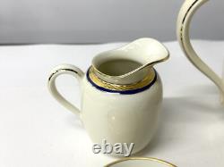 Ensemble de service à thé et café en porcelaine vintage Richard Ginori avec garniture dorée et bleue