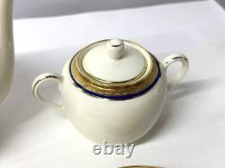 Ensemble de service à thé et café en porcelaine vintage Richard Ginori avec garniture dorée et bleue