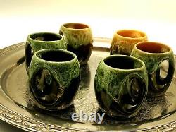 Ensemble de six tasses à café ou à dégustation en poterie de studio vintage