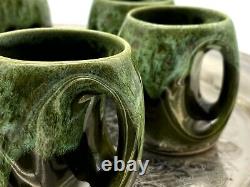 Ensemble de six tasses à café ou à dégustation en poterie de studio vintage