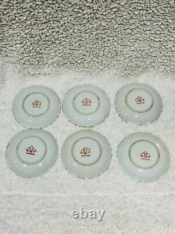 Ensemble de six tasses à espresso et soucoupes vintage en porcelaine peintes à la main de Hong Kong