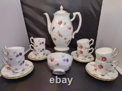 Ensemble de tasse à café demitasse et soucoupe AYNSLEY FLORIDA avec pot à sucre en porcelaine fine