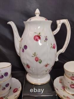 Ensemble de tasse à café demitasse et soucoupe AYNSLEY FLORIDA avec pot à sucre en porcelaine fine