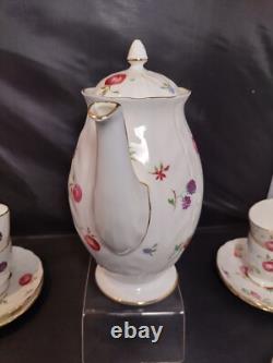 Ensemble de tasse à café demitasse et soucoupe AYNSLEY FLORIDA avec pot à sucre en porcelaine fine