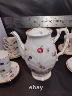 Ensemble de tasse à café demitasse et soucoupe AYNSLEY FLORIDA avec pot à sucre en porcelaine fine