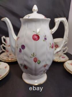 Ensemble de tasse à café demitasse et soucoupe AYNSLEY FLORIDA avec pot à sucre en porcelaine fine