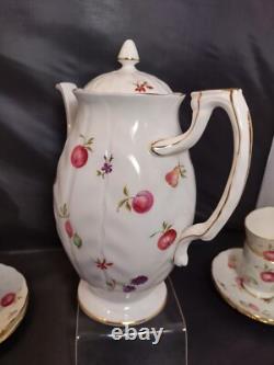 Ensemble de tasse à café demitasse et soucoupe AYNSLEY FLORIDA avec pot à sucre en porcelaine fine