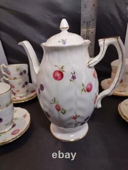 Ensemble de tasse à café demitasse et soucoupe AYNSLEY FLORIDA avec pot à sucre en porcelaine fine