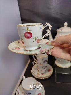Ensemble de tasse à café demitasse et soucoupe AYNSLEY FLORIDA avec pot à sucre en porcelaine fine