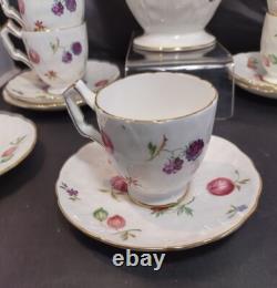 Ensemble de tasse à café demitasse et soucoupe AYNSLEY FLORIDA avec pot à sucre en porcelaine fine