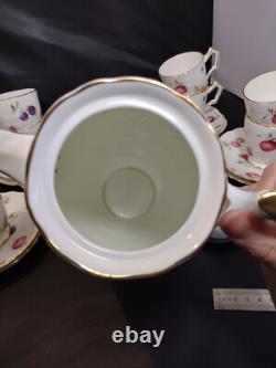 Ensemble de tasse à café demitasse et soucoupe AYNSLEY FLORIDA avec pot à sucre en porcelaine fine
