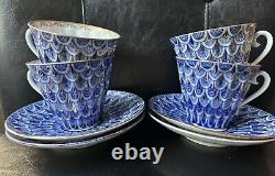 Ensemble de tasse et soucoupe oubli-moi-not de thé/café impérial russe Lomonosov VTG 4